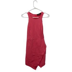 Lulu's Coral Pink Bodycon Dress, Women's XS, Asymmetrical Midi - Quiet Luxury